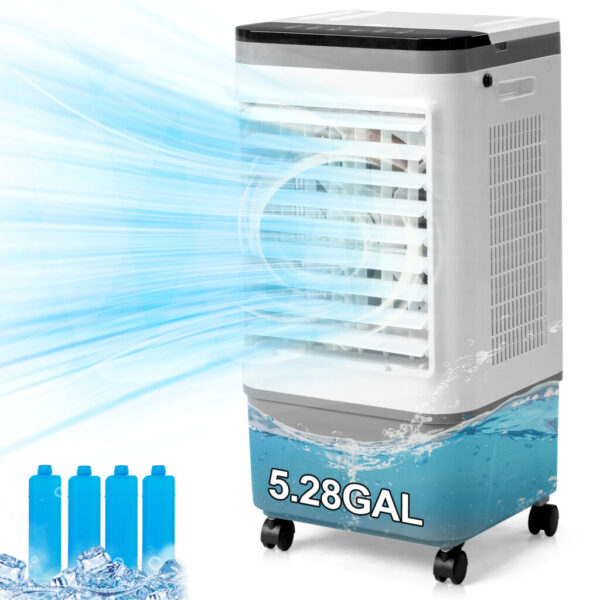 5.28Gal 3IN1 Portable Air Conditioner, Evaporative Air Cooler/Humidifier/Cooling, 12-hour Timer