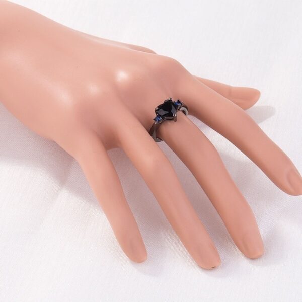Black Heart Cubic Zirconia Ring Set for Anniversary/Wedding - Image 2