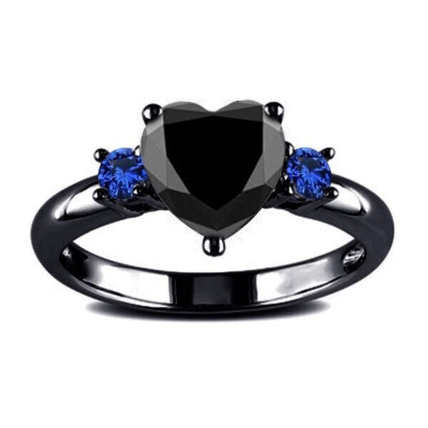 Black Heart Cubic Zirconia Ring Set for Anniversary/Wedding - Image 4