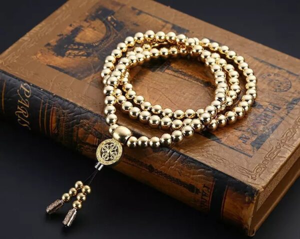 Outdoor Self-Defense 108 Stainless Steel Silver/Gold Bead Whip Bracelet Necklace - Image 5