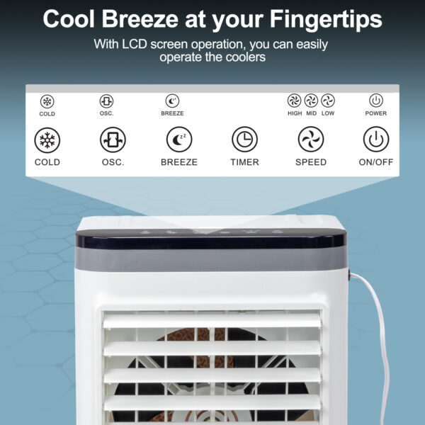 5.28Gal 3IN1 Portable Air Conditioner, Evaporative Air Cooler/Humidifier/Cooling, 12-hour Timer - Image 6