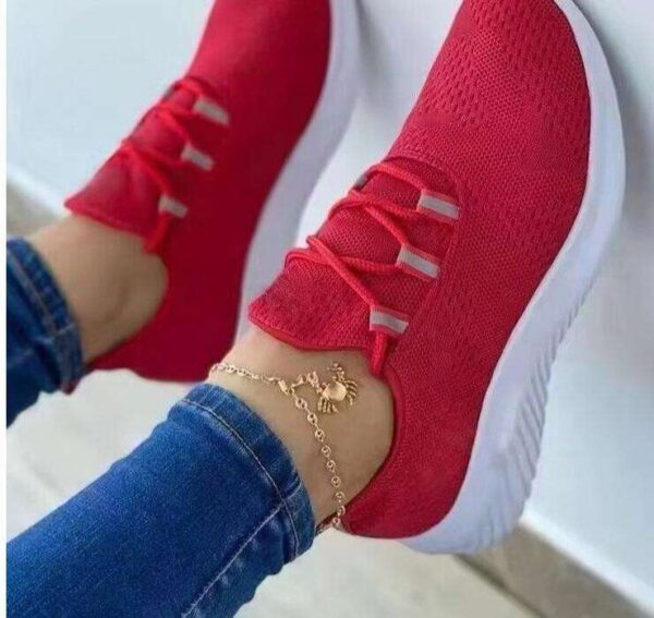 Mesh Lace-up Women's Platform Casual Running Shoes - Image 5