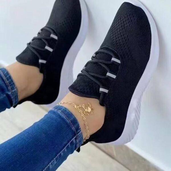 Mesh Lace-up Women's Platform Casual Running Shoes - Image 3