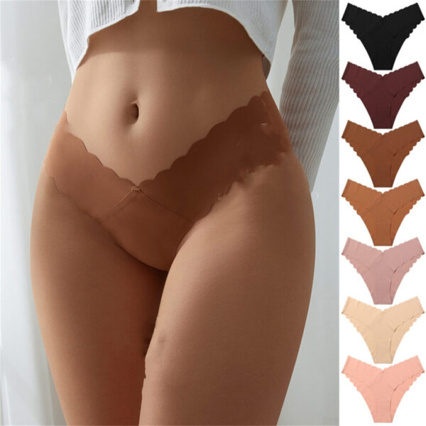 Women Sexy Ice Silk Panties (7PCS Set) - Low-Rise G String Wave Edge Comfortable Thong