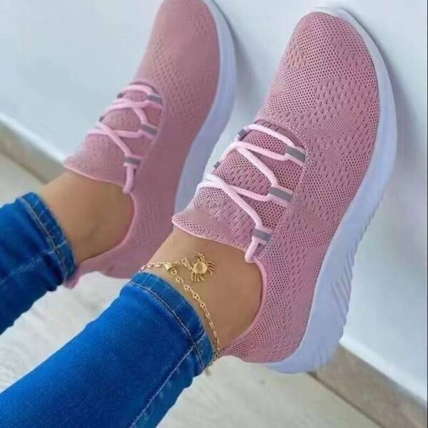 Mesh Lace-up Women's Platform Casual Running Shoes - Image 4
