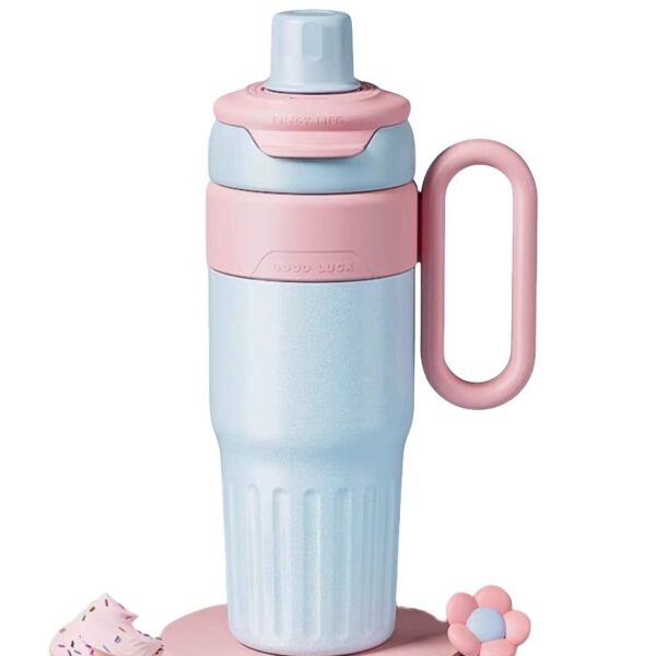 Good Luck Handle Thermos Cup - Stainless Steel Gradient 780ml Thermos Cup with Straw & Lid - Image 8
