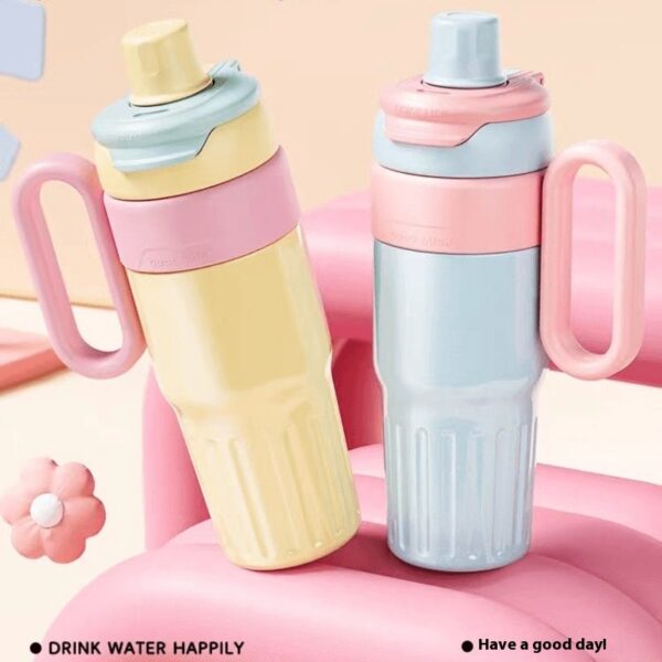 Good Luck Handle Thermos Cup - Stainless Steel Gradient 780ml Thermos Cup with Straw & Lid - Image 5