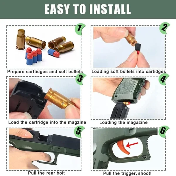 Pistol Toy Gun, Foam Blaster, Shoots EVA Soft Foam Bullets - Image 6