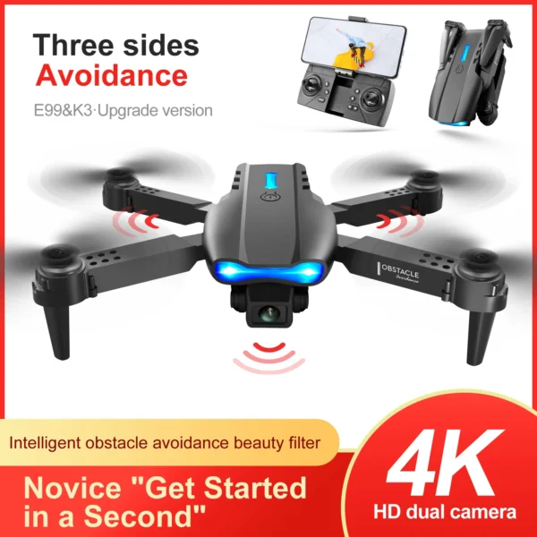 E99 PRO Drone with Flash Professional 4K Dual Camera WIFI Obstacle Avoidance RC Helicopters Aerial Photography Quadcopter Dron - Image 2