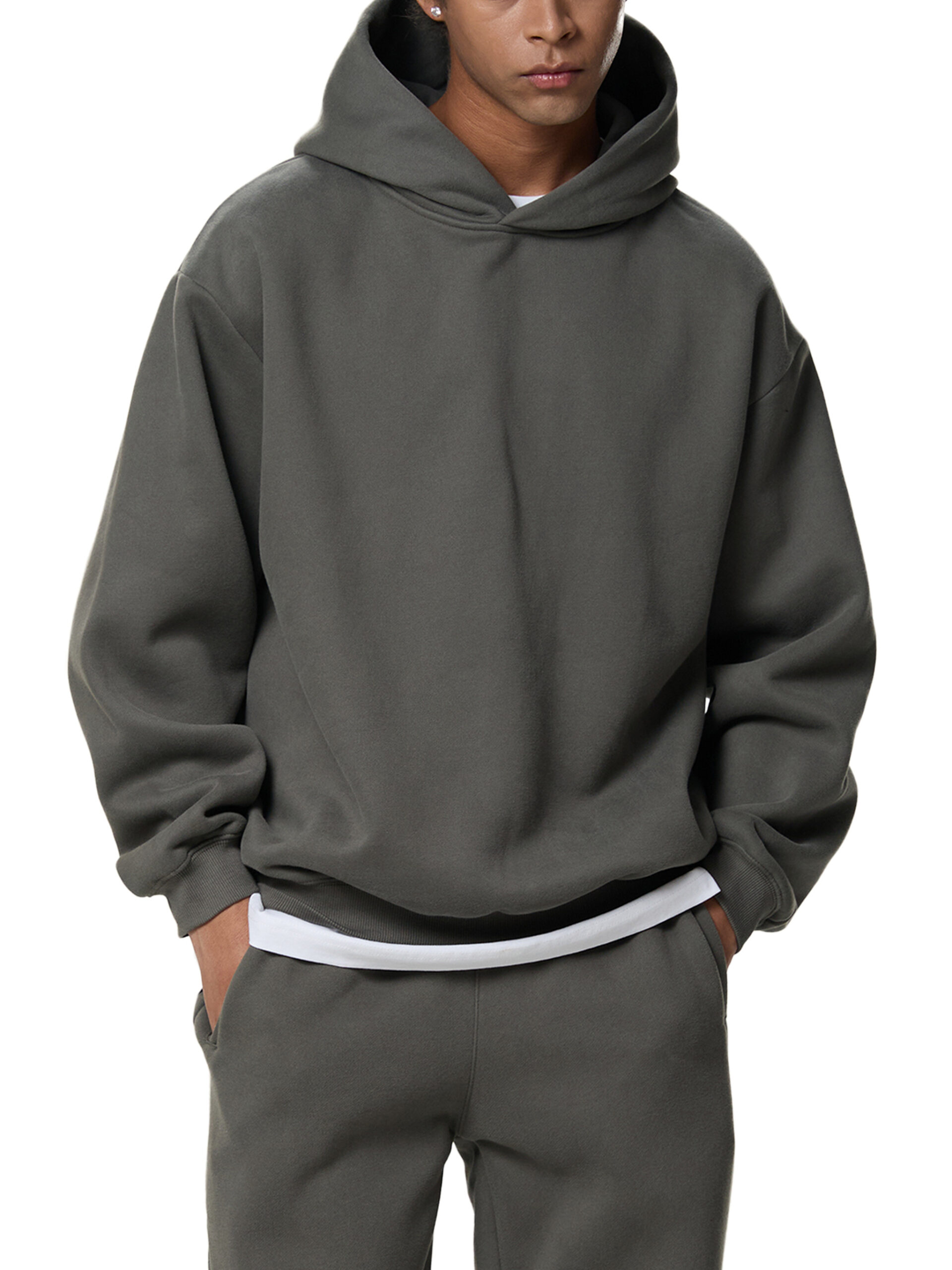 Fleeced Boxy Hoodie- Heavyweight Cotton Blend Streetwear - Image 9